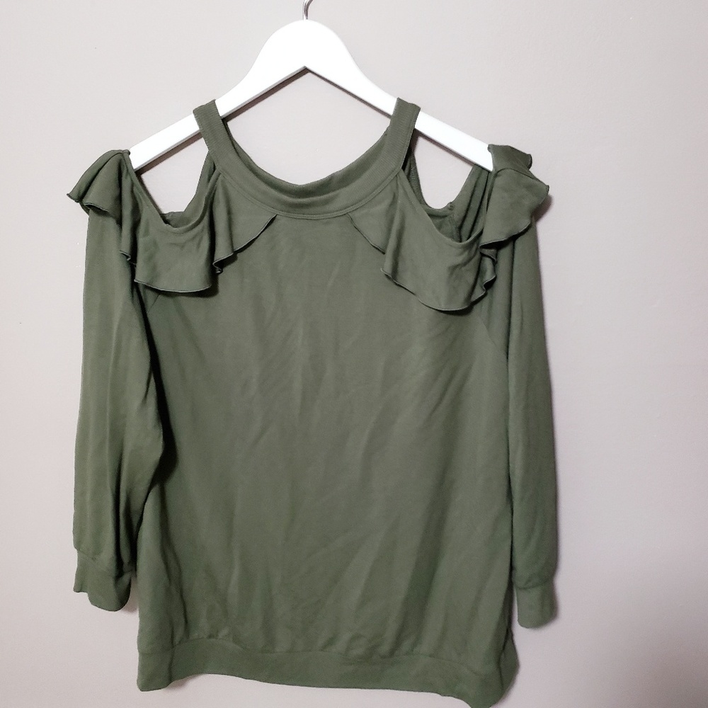 Olive cold shoulder sweater